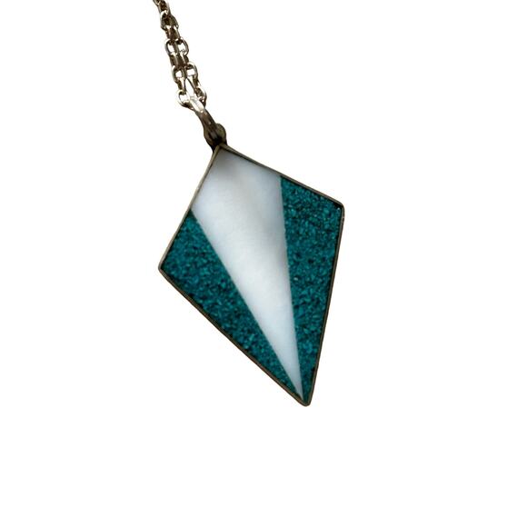 Turquoise Chip MOP Alpaca Necklace from Mexico - Picture 1 of 5